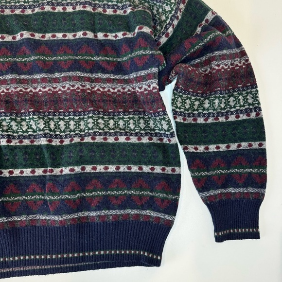 Vintage Ottimo Men's Size Large Maroon Navy/Purple Wool Blend Crewneck Sweater - Picture 5 of 13